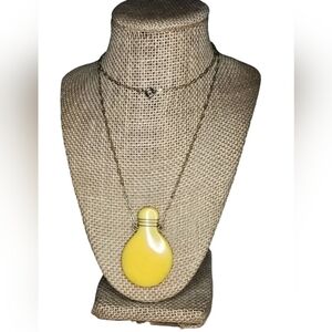 Vtg Butterscotch Bakelite Pendant Necklace on Paperclip Chain